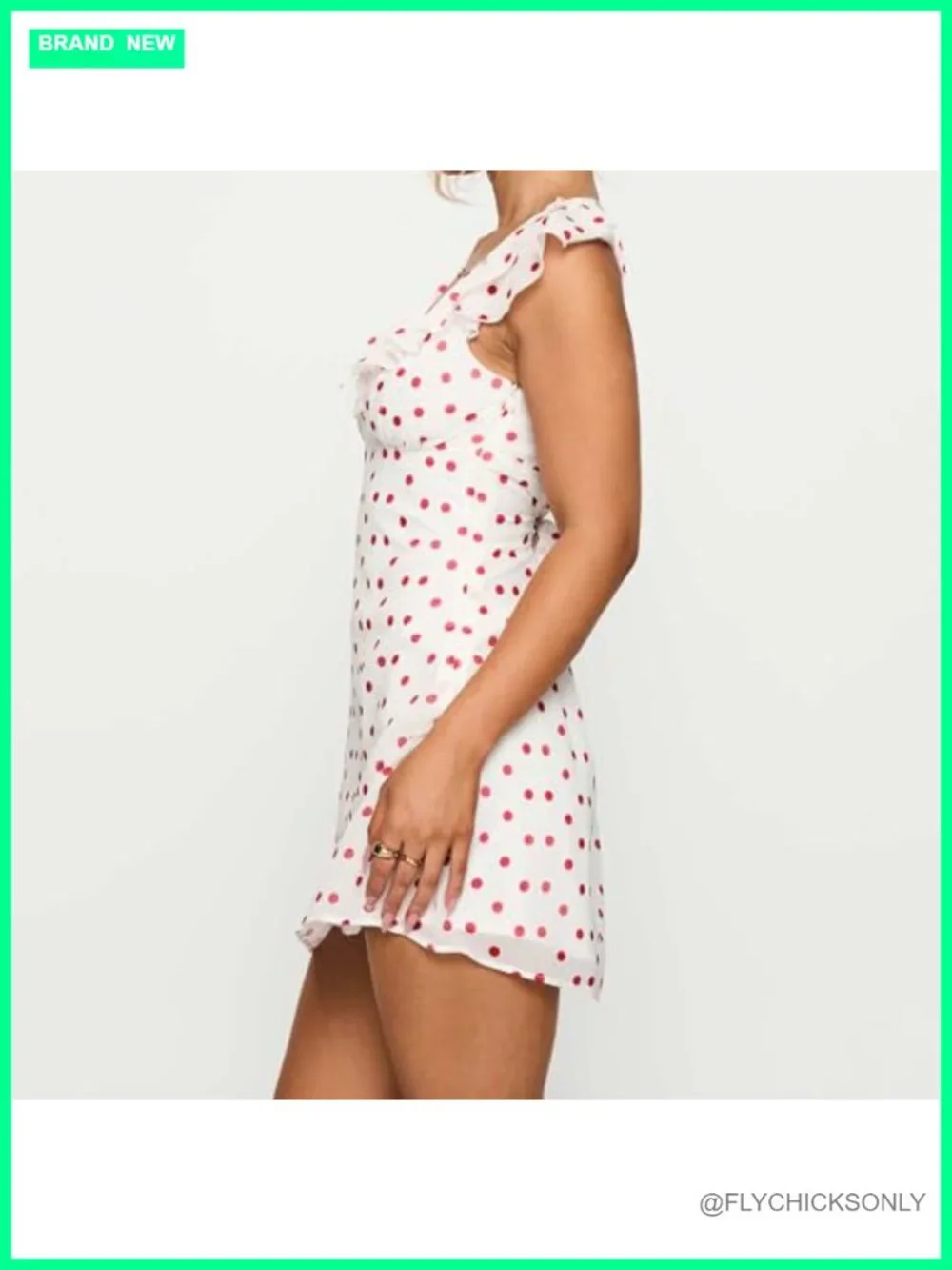 Polka Dot Mini Dress Sleeveless V Neck Ruffle Tie Back Summer